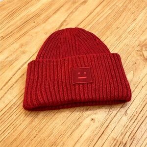 Acne Red Knit Beanie